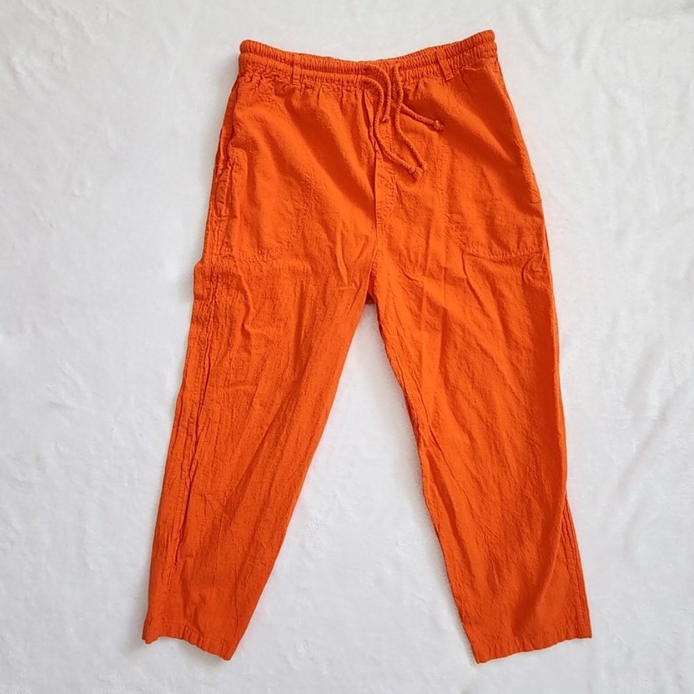 Vintage 90s Gitano High Rise Orange Pants Double Drawstring // Large